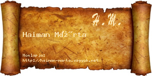 Haiman Márta névjegykártya